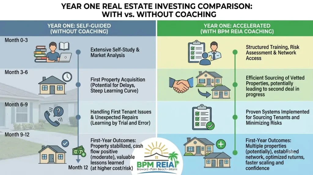 Comparing real estate investing coaching versus investing alone