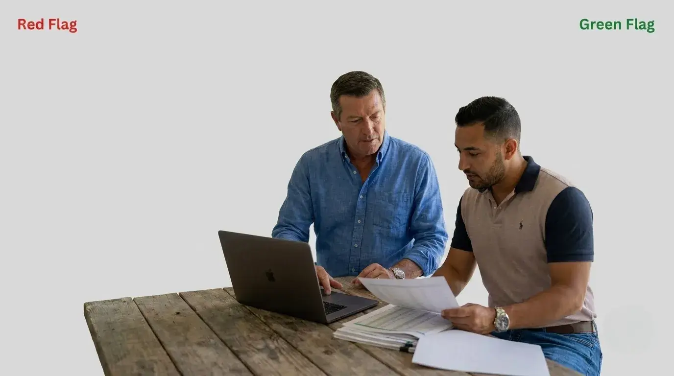 Real estate mentor reviewing a deal with an investor in Florida