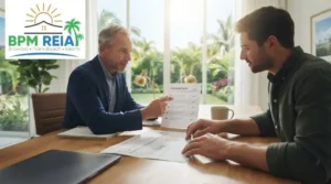 Real estate mentorship program in Florida, a mentor explaining programme options to a prospective student