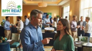 Real estate mentorship program in Florida and REIA membership, investors networking at a monthly meeting