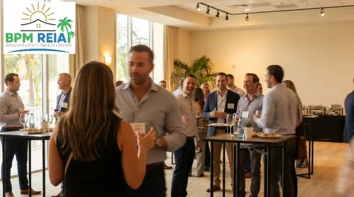Investors talking together at a BPM REIA event in South Florida
